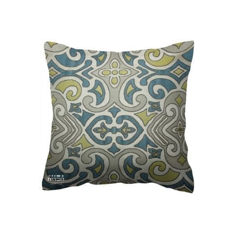 כרית צורות צהובות וכחולות