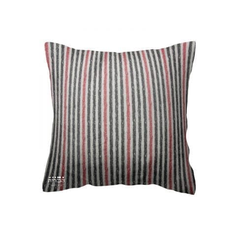 כרית פסים אפורים ואדומים