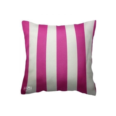 כרית נוי פסים רחבים ורוד ולבן