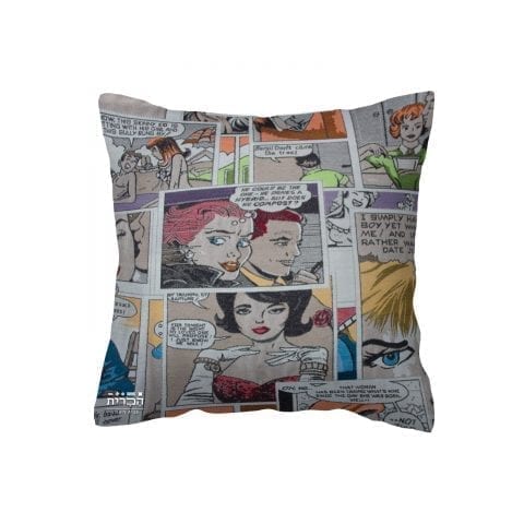 כרית נוי קומיקס צבעוני מבד ארוג