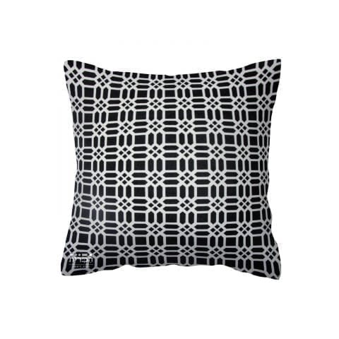 כרית שחור לבן גאומטרית מעוגלת