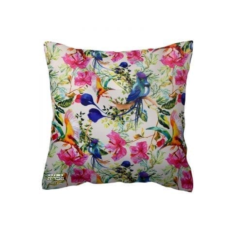 כרית נוי ציפורים ופרחים