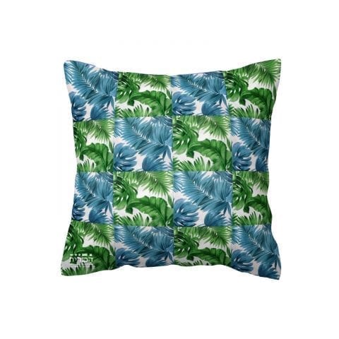 כרית עלים ירוקים וכחולים