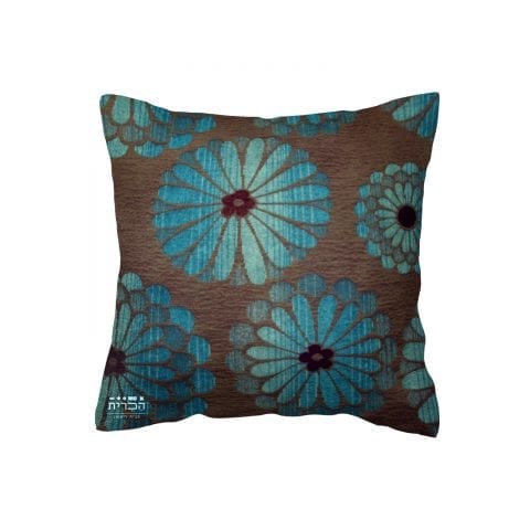 כרית פרחים בטורקיז